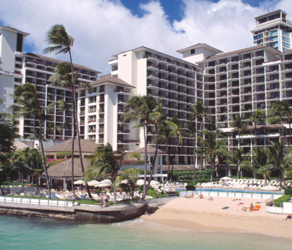Halekulani Hotel is situated right on Waikiki Beach