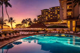 Halekulani pool at sunset
