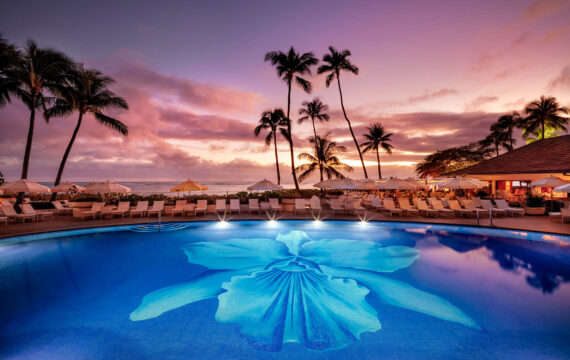 pool sunset