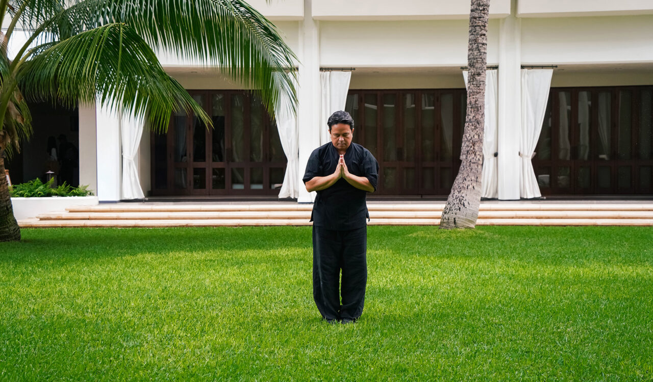Walking Meditation in Garden Courtyard